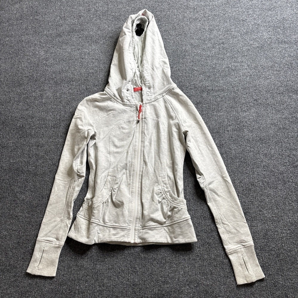 Lululemon Movement Jacket Women's Size 6 Heathered White Ruffle Athletic